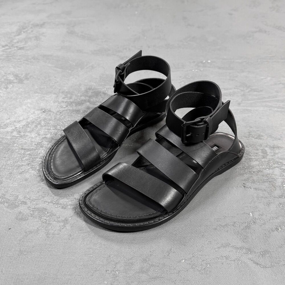 Ann Demeulemeester Black Leather Strap Gladiator Sandals EU 37, US 7